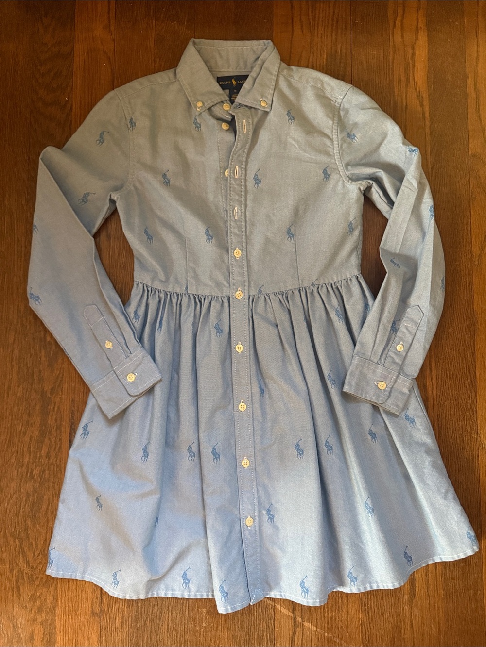 Ralph Lauren Light Blue Embroidered Polo Shirt Dress